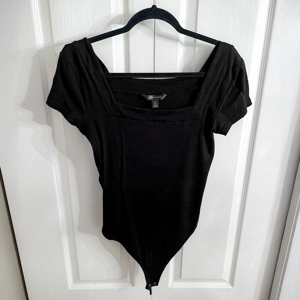 BANANA REPUBLIC - Ribbed Square-Neck Thong Bodysuit - Size L